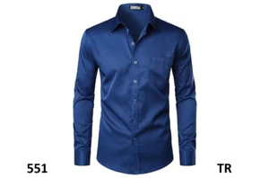ZEROYAA Men Urban Stylish Casual Business Slim Fit Long Sleeve Dress Shirt, XXL - Picture 1 of 7