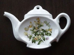 Portmeirion Botanic Garden Teapot Teabag/Spoon Rest Leaved Milkwort Dragonfly - Picture 1 of 6