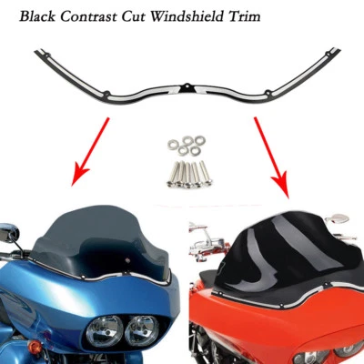 Black Contrast Cut Windshield Trim For Harley Road Glide FLTR FLTRX 1998-2013 - image 1 of 4
