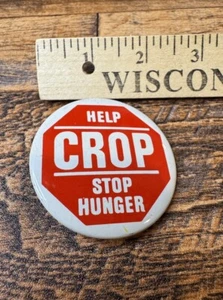 Vintage Help Crop Stop Hunger Pinback Button 1980s - Picture 1 of 1