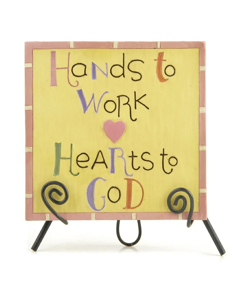 Руки для работы сердца к Богу смола табличка с металлический мольберт цветок ведро христианский - Изображение 1 из 1