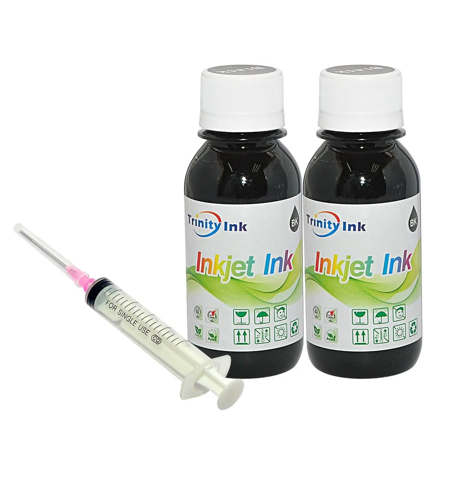 2x100ml Black bulk refill ink for HP inkjet printer - Image 1 of 1