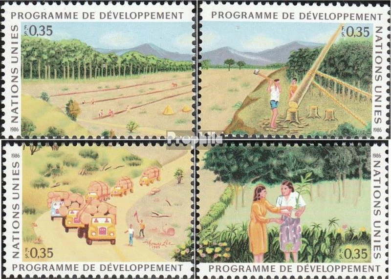 Naciones Unidas - Ginebra 138-141 sobres primer día 1986 Desarrollo - Imagen 1 de 1