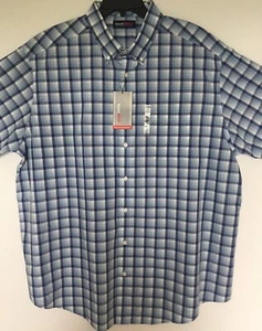 Roundtree Yorke Travel 4XT Button Front Short Sleeve Big & Tall Blue NWT Mens - Picture 1 of 5