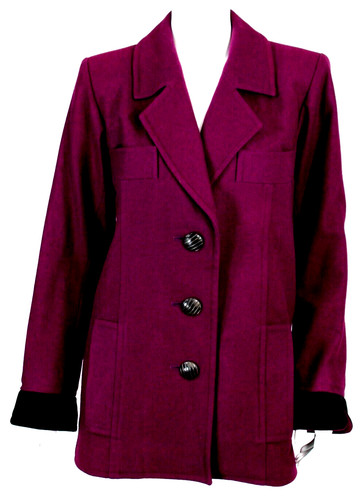 SAINT LAURENT (YSL) Giacca blazer YVES SAINT LAURENT vintage melanzana viola lana dettagli velluto 44
