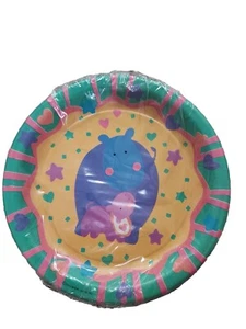 VTG Hallmark Party Express Pack Of Eight 7in Hippo Party Plates New - Picture 1 of 4