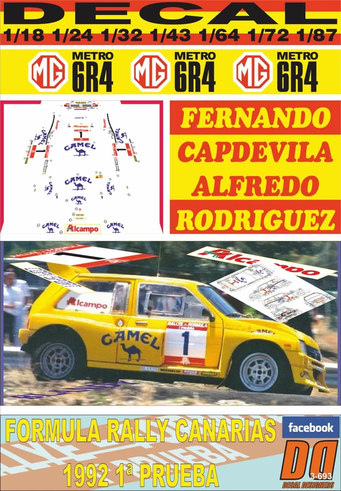 DECAL MG METRO 6R4 FERNANDO CAPDEVILA FORMULA RALLY CANARIAS 1992 (06) - Image 1 of 1