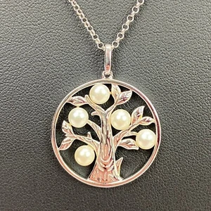 925 Sterling Silver Necklace Cable Chain w/ Tree of Life Pendant 20" - Picture 1 of 11