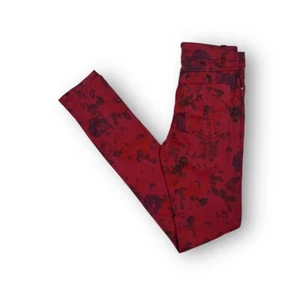 BNWT Daang Goodman Tripp NYC Red & Black Rose Pleated Skinny Fit Jeans Size 25” - Picture 1 of 7