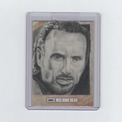 WALKING DEAD ROAD TO ALEXANDRIA RICK GRIMES SKETCH CARD BY BRETT A. FARR   1/1! - Image 1 of 2