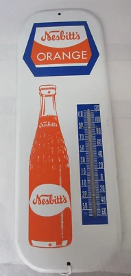 TERMÓMETRO DE PARED DE LATA DE SODA NARANJA NESBITT'S PUBLICIDAD VINTAGE C-820 Foto 1 de 4