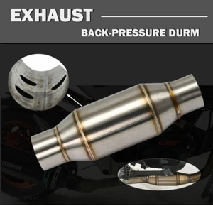 76mm Motorcycle Stainless Steel Exhaust Pipe Muffler Silencer Expansion Chamber - Foto 1 di 9