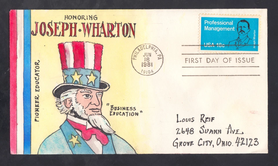 US Stamp #1920 Management on Herman Maul Handpainted First Day Cover VF - Image 1 of 1