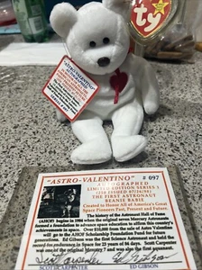 - VALENTINO the Bear (w/ASTRO Commemorative Event Card - 7/26/98) Autographed - Picture 1 of 9