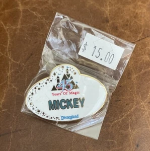 DISNEY “CAST MEMBER EXCLUSIVE” MICKEY Name Tag 45 YEARS OF MAGIC Disneyland PIN - Picture 1 of 2