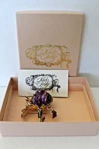 KIRKS FOLLY  Purple Iris  Gold Tone Fairy  Enamel Pin Brooch Mystical Signed NWB - Picture 1 of 10