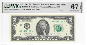 2017A New York $2 FRN (BA Block) PMG 67 EPQ Superb Gem Uncirculated - Picture 1 of 24