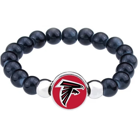 Atlanta Falcons Women's Men's Black Bead Bracelet Bangle D1 Cover