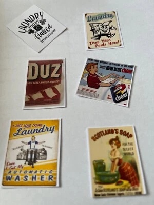 GAILSLITTLESTUFF Laundry Posters 6 Vintage 1:12 dollhouse miniatures NOW TRACKABLE