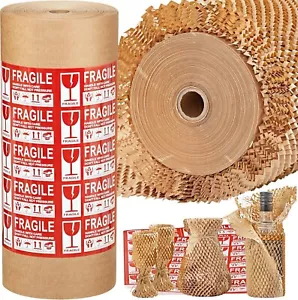 15''x400' Honeycomb Wrap with 30 Fragile Labels - Ideal for Shipping & Gifts - Picture 1 of 11