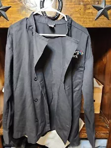 Men Black NRG Park Double Button Long Sleeve Employee Shirt Large Aramark - Picture 1 of 4