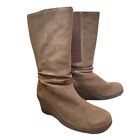 NEW Keen Akita Brown Leather Slouchy Mid Calf Wedge Heel Boots- SZ 8