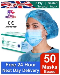 Paquete de 50/100/200 3 capas máscara facial desechable no quirúrgica cubierta protectora bucal bucal bucal bucal bucle - Imagen 1 de 13