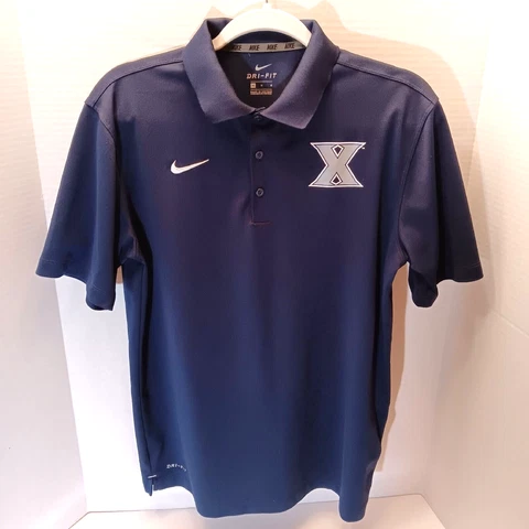 Nike Dri Fit Polo Shirt Xavier University Men M Navy Blue Golf Tennis Collegiate Cover