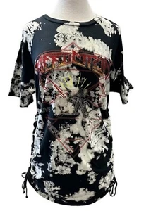 Affliction Women Ruched Sides Metal Stud T Shirt Dress Size M Tattoo Y2K Ac Moto - Picture 1 of 4