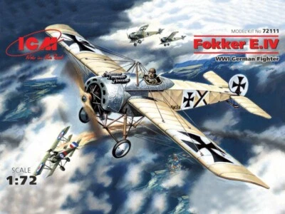 KIT MODELLINO AEREO STATICO ICM FOKKER E.IV WWI GERMAN FIGHTER SCALA 1:72 - Immagine 1 di 4