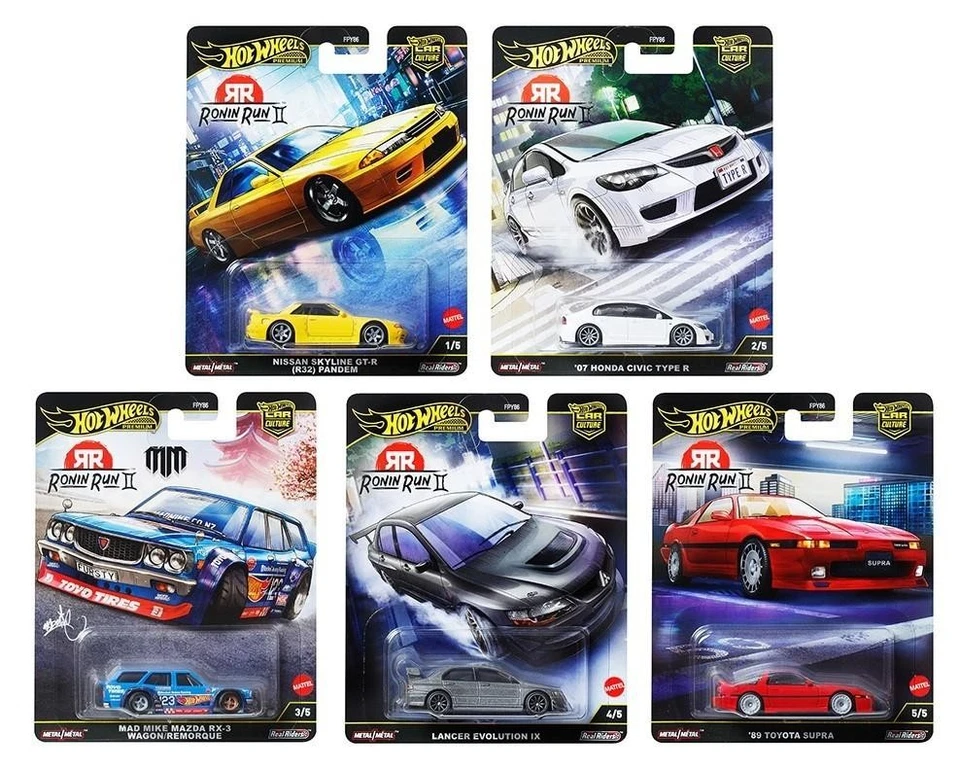 1:64 Hot Wheels Premium 2025 Ronin Run LOT 5 pcs. 976M Nissan, Honda, Mitsubishi - Image 1 of 1