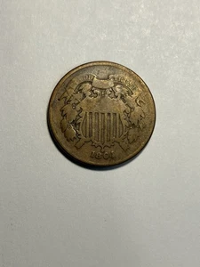 1864 Two Cent Piece 2c US Type Coin 2 Cent Nice Coin First Year Minted Vf - Picture 1 of 2