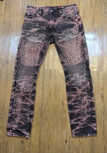 Pantalones de mezclilla Makobi para hombre con cremallera iridiscente lavado oscuro talla 32 x 32 B34 - Imagen 1 de 6