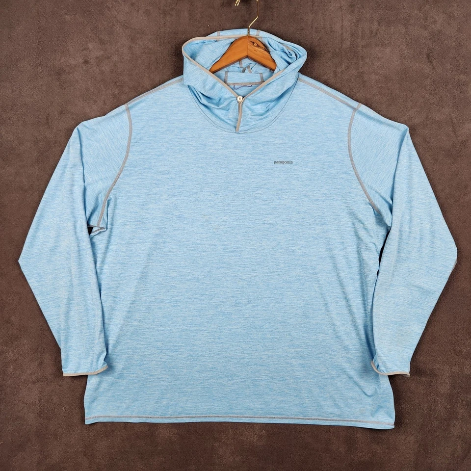 Camisa Pullover Patagonia Tropic Comfort II Con Capucha Para Hombres 3XL Azul Claro Manga Larga Foto 1 de 4