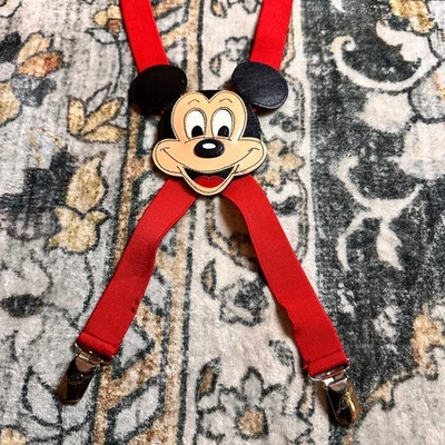 Tirantes de cuero Mickey Mouse de colección años 80 The Zephyr Group Disney rojo elástico Foto 1 de 4