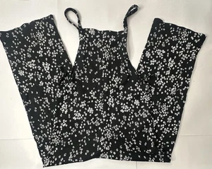 ZARA KIDS Girls Size 13-14 Black White Daisy Tie-Sides Gauzy Jumpsuit Stretch - Picture 1 of 8