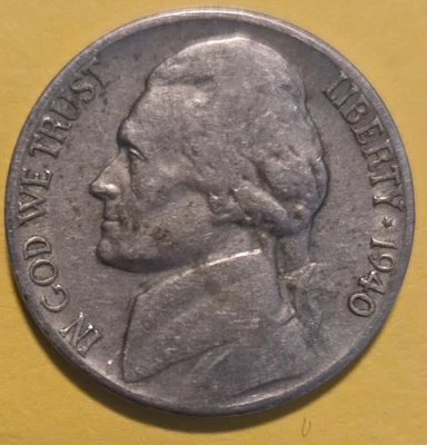 1940 S Jefferson Nickel Coin Reverse Lamination Error - Image 1 of 4