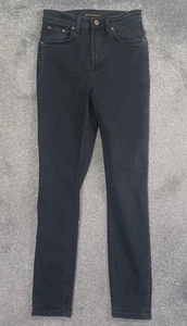 Nudie Womens Jeans W27 L28 Hightop Tilde Black Coal Denim Skinny Stretch - Picture 1 of 16