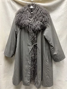 Abrigo Fendi de Colección Abrigo Gris Borde de Piel de Mongolia Forro de Lana Extraíble para Mujer 6-8 - Imagen 1 de 8