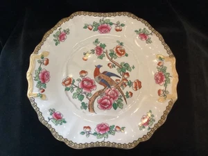 Antique F. Winkle & Co. Whieldon Ware  "Pheasant" 10-1/2" Handled Cake Plate - Picture 1 of 2