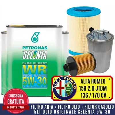KIT TAGLIANDO ALFA 159 2.0 JTD JTDM 136 / 170 CV 2005>+5 LT OLIO SELENIA WR 5W30 - Image 1 of 4