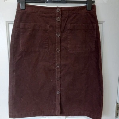 NWT! LOFT Women Brown COrduroy Cotton Button Front Skirt Casual Career Everyday8 - Image 1 of 4