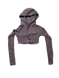 Gymshark Hoodie Womens XS Cropped Long Sleeve Thumbholes Knit Pullover Top - Picture 1 of 9