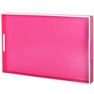 Decorative Tray Rectangular Plastic Tray with Handles Modern Vanity Tray and ... - Image 1 of 3