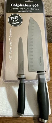 Calphalon 当代系列 7 英寸 Santoku & 4.5 英寸磨刀全新带包装 — 第 1/4 张图片