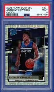 2020-21 Panini Donruss Anthony Edwards #201 Mojo Rated Rookie RC PSA 9 MINT - Picture 1 of 2