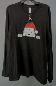 LA Pop Art Christmas Peeking Dog Word Art Crewneck Tee Size L # 5C 2982 NEW - Picture 1 of 4