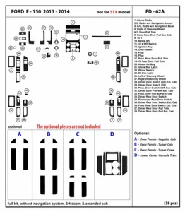 Kit de ajuste de tablero de fibra de carbono para Ford F-150 2013-2014 sin navegación interior - Imagen 1 de 1