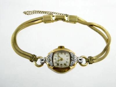 Reloj Bulova Vintage Oro Amarillo 10k Relleno con Acentos de Diamantes Naturales COMO ESTÁ Foto 1 de 4