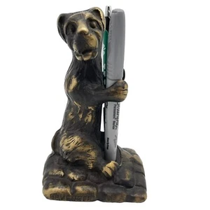 Levenger Dog Dual Pen / Pencil Holder Bronze finish Holder Desk Organizer - Picture 1 of 10